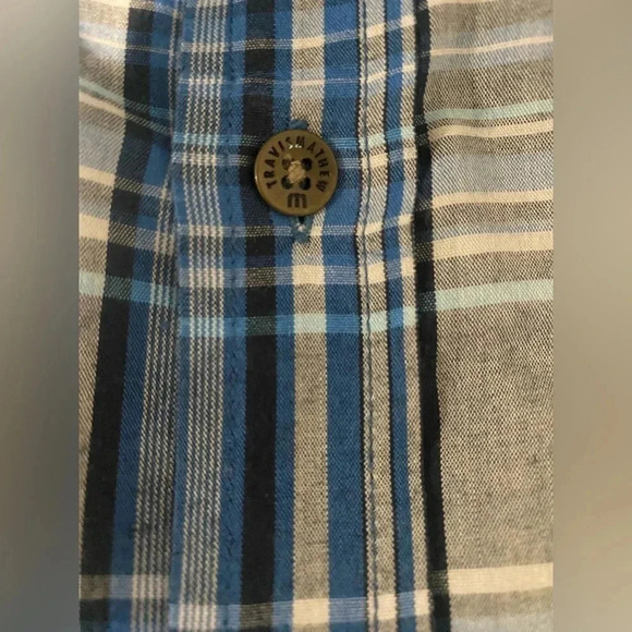 Travis Matthew Mens Blue Gray Plaid Short Sleeve Button Down Golf Shirt Medium - Picture 8 of 8